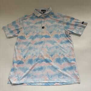Bad Birdie Polo‎ Shirt Performance Golf Pastel Tie Dye Mens Large